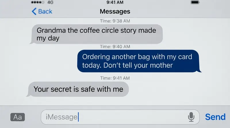 Screenshot of a text message from Kayla about reordering